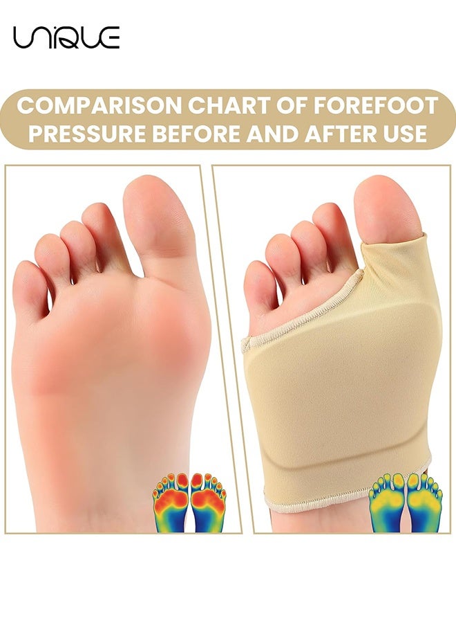 Unique 2 Pairs Metatarsal Pads for Women and Men Non Slip Breathable Ball of Foot Cushion with Elastic Straps Extra Thick Gel Pads - With Heel Strap (Skin,Large) - Image 3